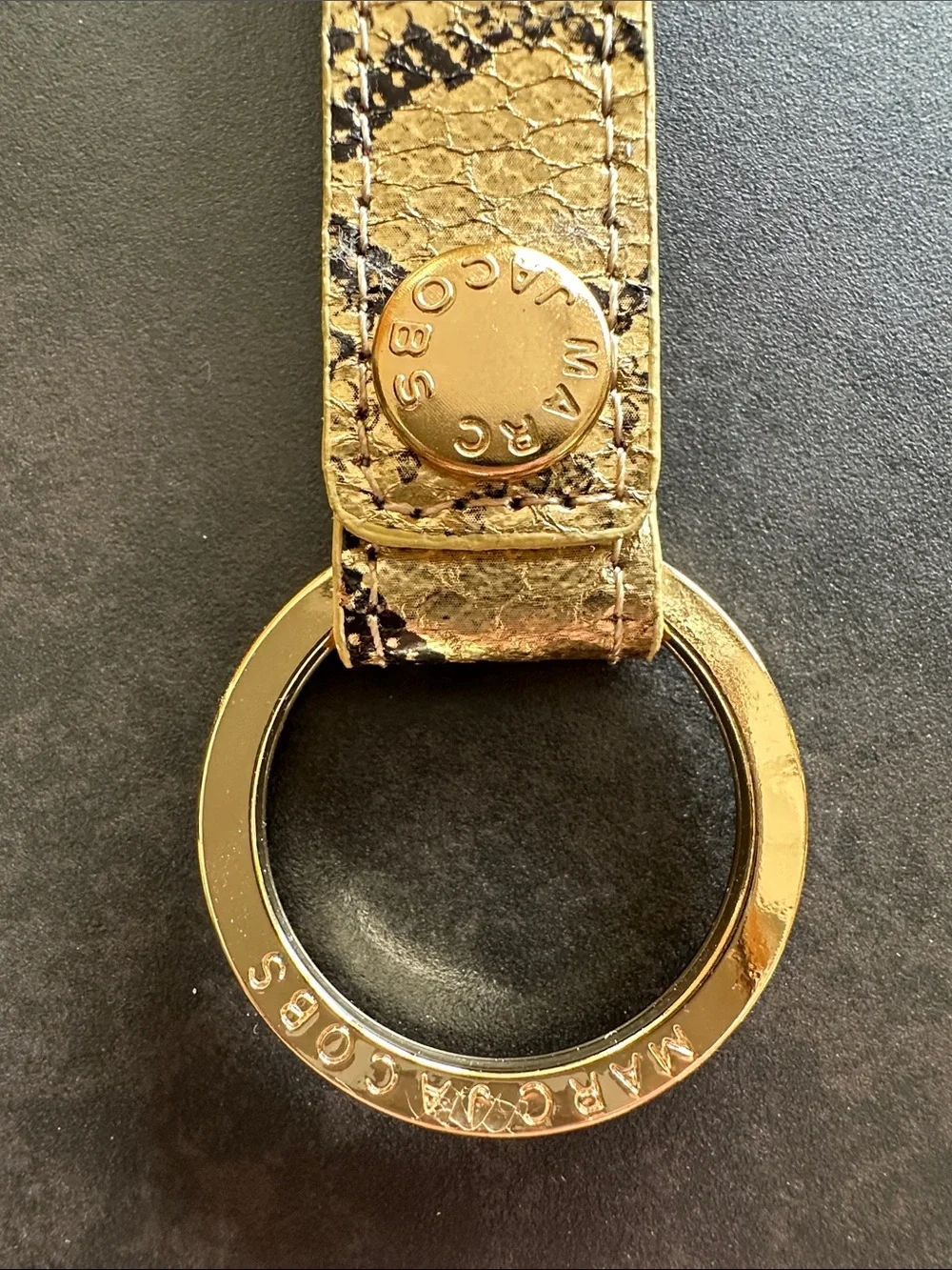 New!!! Marc Jacobs Gold Snakeskin-Effect Keyring Strap